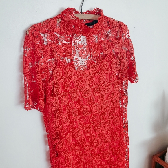 Zara crochet mini dress red size medium - Picture 3 of 4